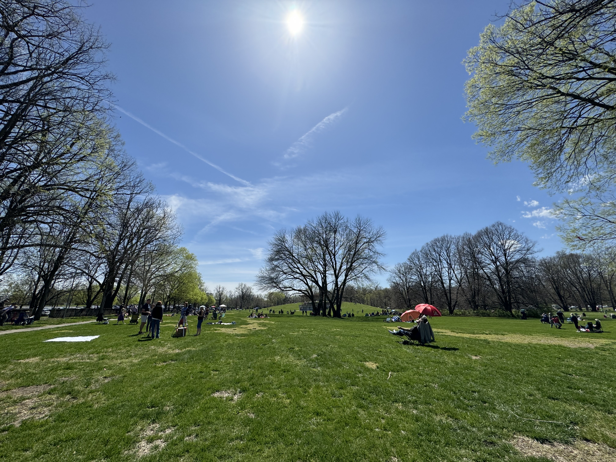 Solar eclipse viewing party in a park